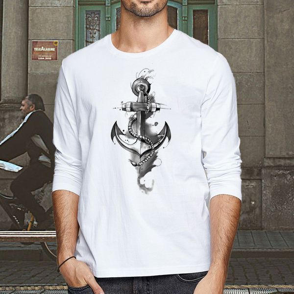 

cotton long sve t-shirt men's autumn loose trend t-shirt spring and autumn round neck long sve t-shirt men, White;black