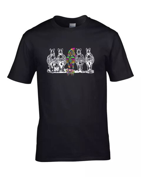 

born to be different- crazy punk zebra men's t-shirt, White;black
