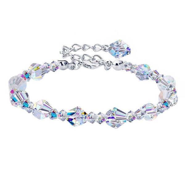 

charm bracelets shining rhombic crystals chain adjustable summer for women girl exquisite fashion accessories party jewelry, Golden;silver