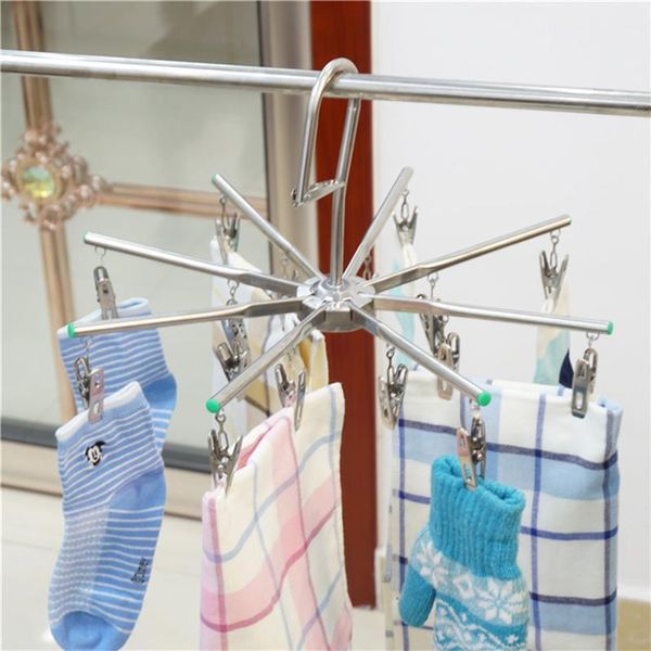 

hangers & racks foldable clothespin 16 clips stainless steel underwear sock dryer laundry rack flat head clothes hanging strong grip clip