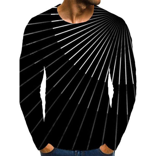 

gradient mens 3d print t-shirt visual impact party streetwear round neck long sleeves graphic optical illusion plus size print daily, White;black
