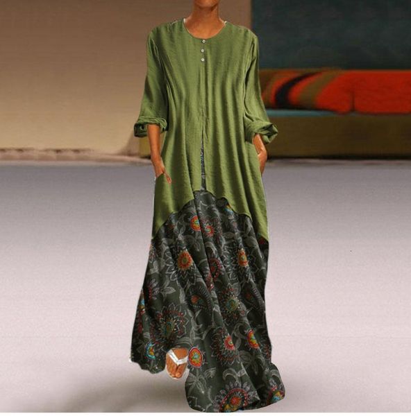 

dresses 2021 print fake two irregular dress, Black;gray