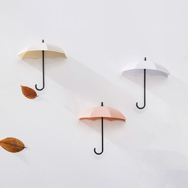 

hooks & rails 3pcs/set umbrella shaped wall hook hanging small items key hanger matte plastic decor holder storing accessories