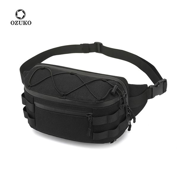 

ozuko men's waist bag fashion chest pack outdoor sports belt for teenager waterproof men s fanny 220216