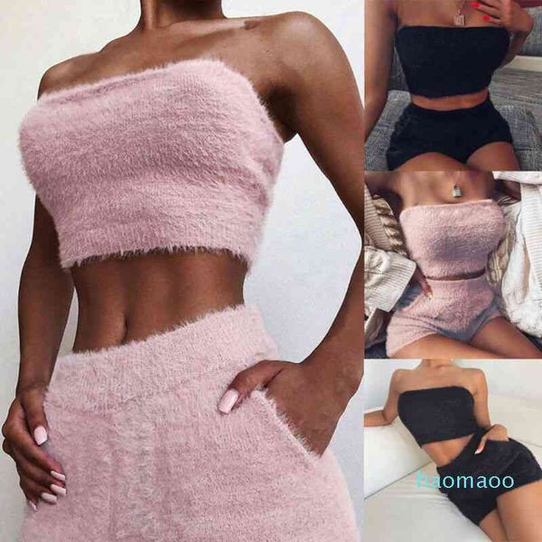 

women's two piece pants fashion 2 set women crop and shorts autumn winter ladies cloths matching s sleepwear wom, White