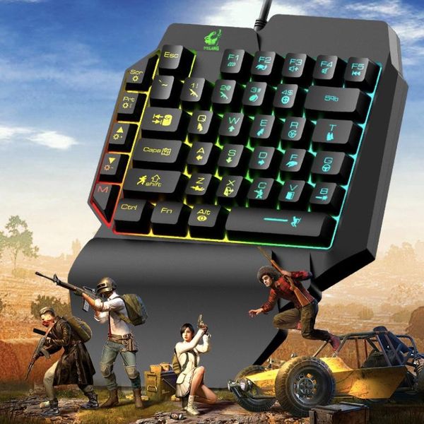 

keyboards gamer keyboard with led backlight 35-key single handed film game gaming home office use