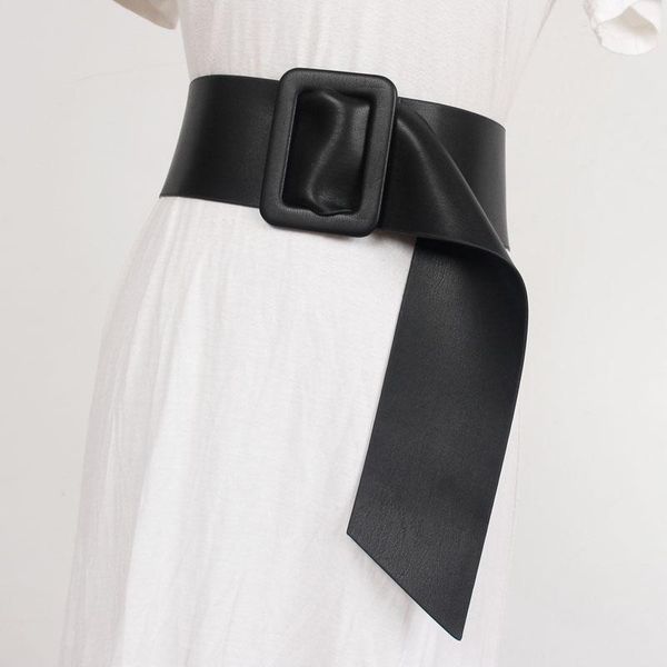 

belts women's runway fashion double side pu leather cummerbunds female dress corsets waistband decoration wide belt r1537, Black;brown