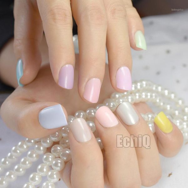 

240pcs candy color acrylic nail tips false nails 10 colors diy art full cover manicure product n2041, Red;gold
