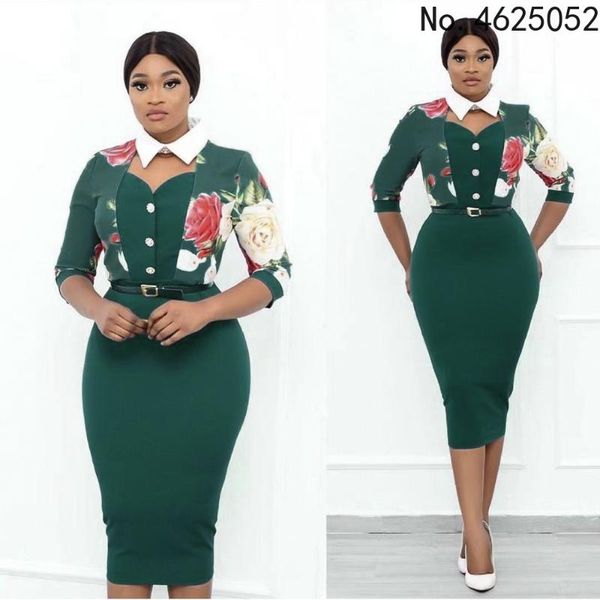 

ethnic clothing african dresses for women autumn short sleeve printing polyester dress clothes, Red
