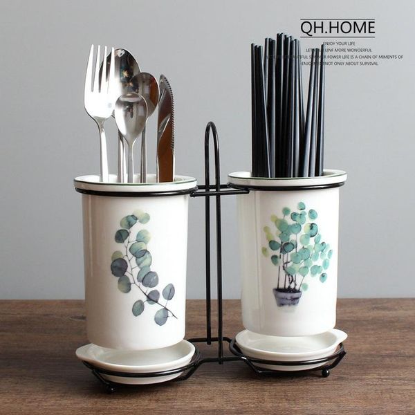 

storage bottles & jars northern europe plant ceramic chopstick holder home drain chopsticks cage rack set kitchen container