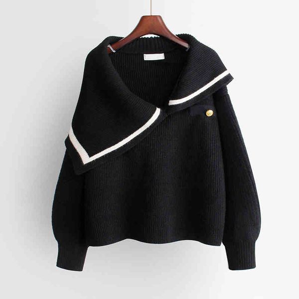

women's sweaters deat women knit sweater hit color striped irregular collar designed long sleeve casual style autumn fashion 15jk371 qg, White;black