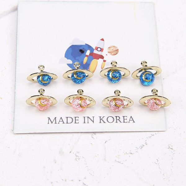 

est 50pcs/lot 12*16mm diy jewelry findings 3d enamel alloy gold tone fashoin saturn star shape earring pendant charms craft, Bronze;silver