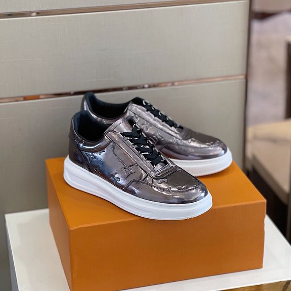 

2021 italy casual shoes men low flat genuine leather mens sneakers trainers b17, Black