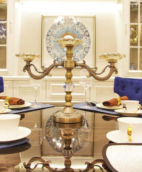 

european retro candlestick romantic table decoration 3 metal glass restaurant sample room candle holders