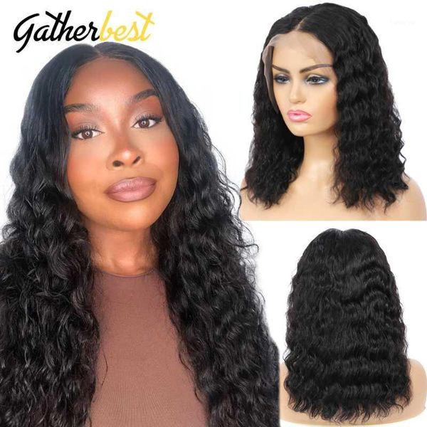 

brazilian deep wave human hair 13x4 lace frontal wig natural color wigs for women1, Black;brown