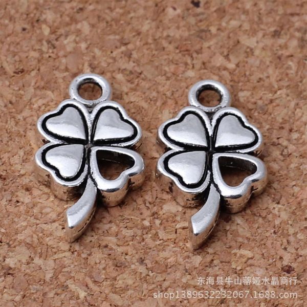 

tibetan silver alloy clover three dimensional flower shaped bracelet pendant diy bracelet accessories materials, Black