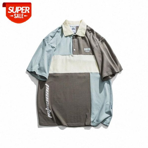 

forn3 polo shirt men's contrast stitching neutral style loose half-sleeved t-shirt men #c78m, White;black