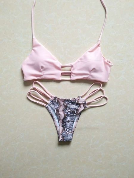 

the bikini lady print split bikini swimsuit, White;black