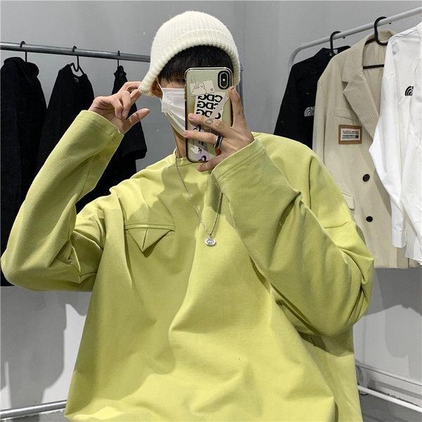

men's hoodies & sweatshirts spring and autumn korean hoodie fashion loose solid color casual o-neck streetwear retro pullover men, Black