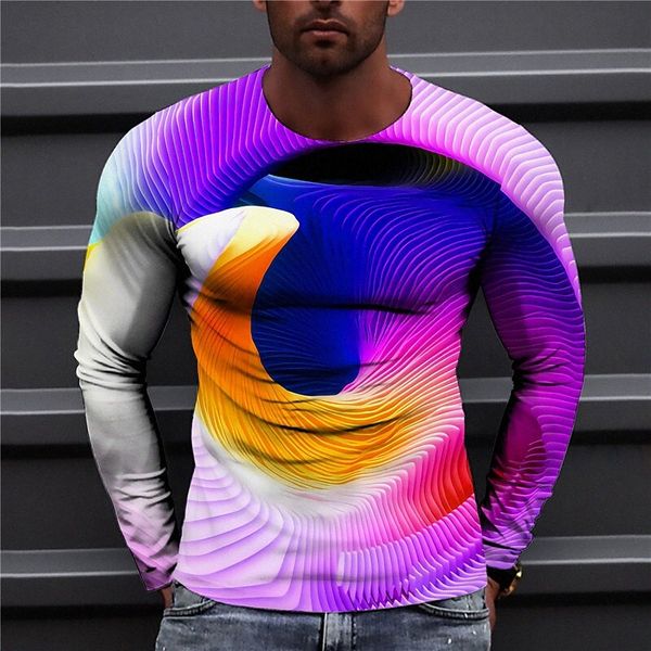 

men's t shirt 3d print graphic prints spiral stripe crew neck daily holiday print long sleeve casual designer big and tall light purpl, White;black