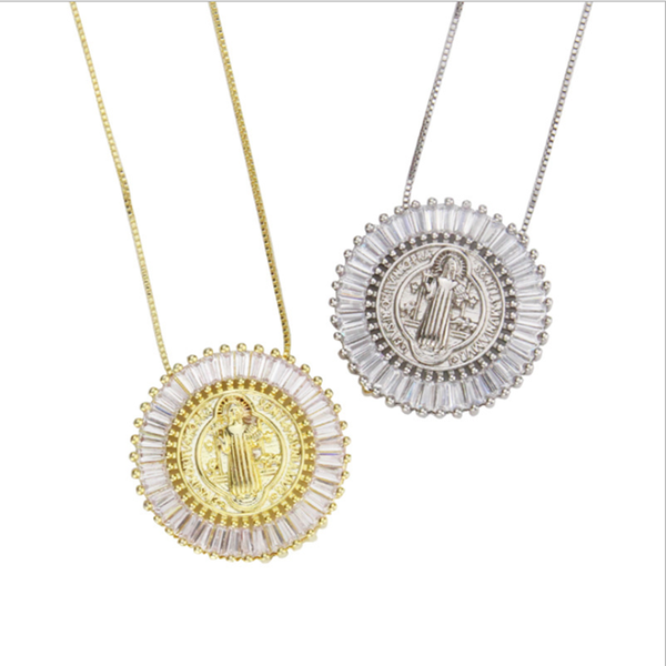 

12pcs/lot 30mm micro pave cz san benito necklace for women & gift chamrs chains, Silver