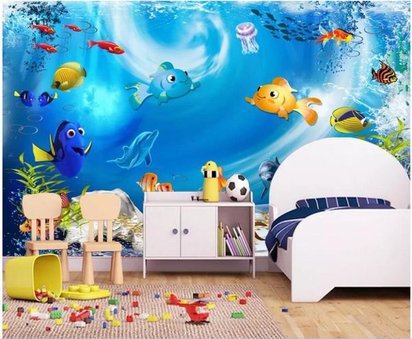 

wallpapers 3d wallpaper custom po mural cartoon underwater world children's room kids home decor living for walls 3 d