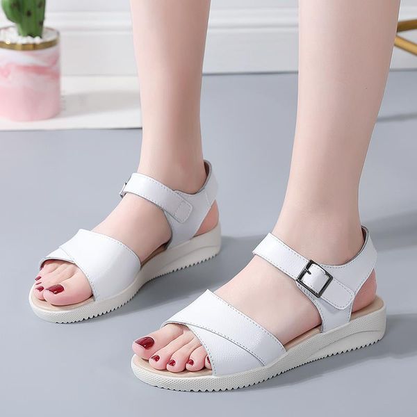 

sandals sports women 2021 summer thick-soled wild flat-bottom slope heel casual beach shoes, Black