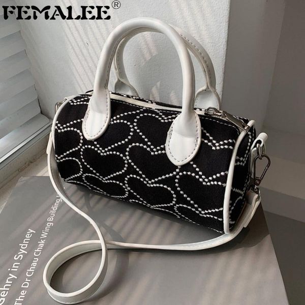 

shoulder bags designer heart quilted barrel-shaped purses soft pu handle canvas women handbags pillow 2021 autumn crossbody ladies