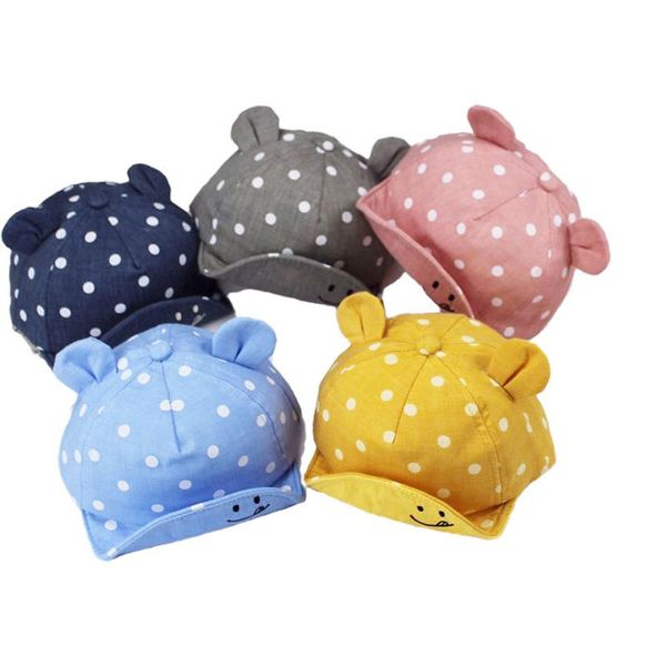 

1pcs ctton spring summer breathebale cute ear boy girl kids child smile sun hat for baby fit 6-20m caps & hats, Yellow