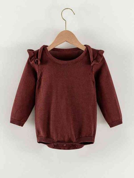 

baby frill trim knit bodysuit she, Blue