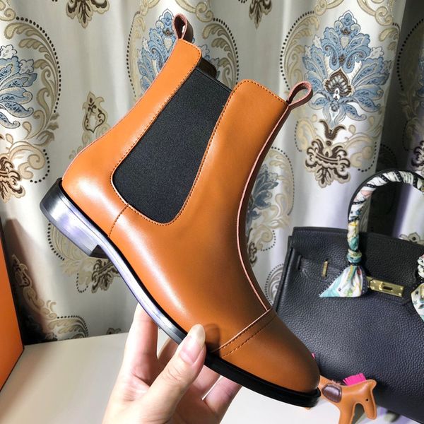 

luxury brand genuine leather low heels ankle boots round toe martin boots female genuine leather chelsea boots zapatos de mujer, Black