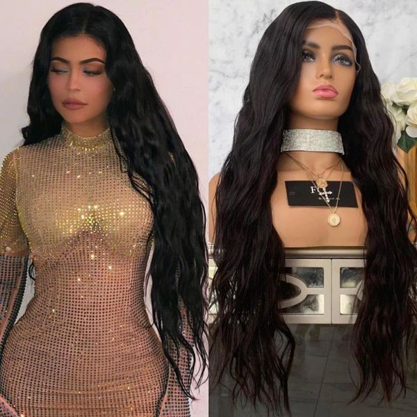 

synthetic wigs heat resistant lace front wig loose curly natural black hairline daily use & cosplay for women