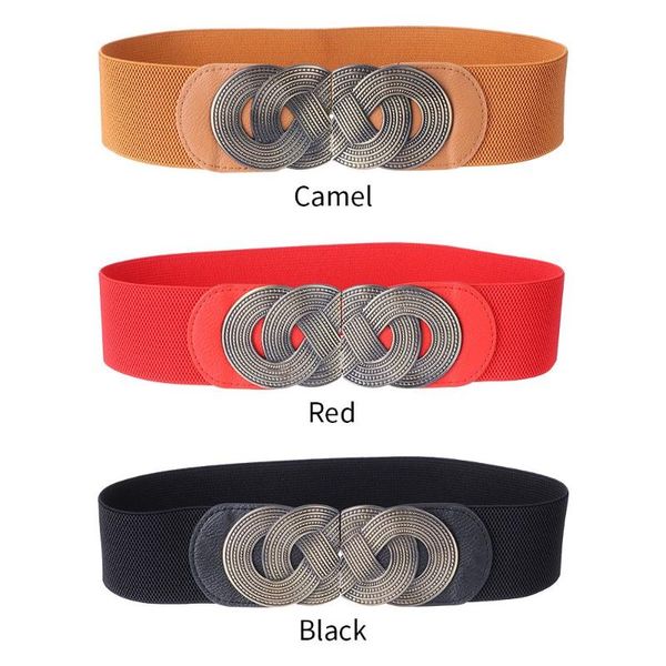 

belts fashion women ladies wide belt cinch waistband elastic stretch waist buckle, Black;brown