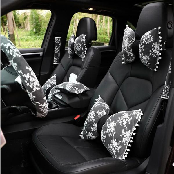 

seat cushions car lace headrest lumbar support short plush neck pillow fashion interior decoration