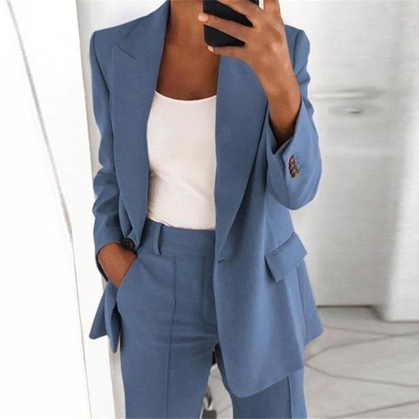 

women's suits & blazers single button blazer jacket women long sleeve solid color 2021 autumn elegant office lady slim suit outerwear, White;black