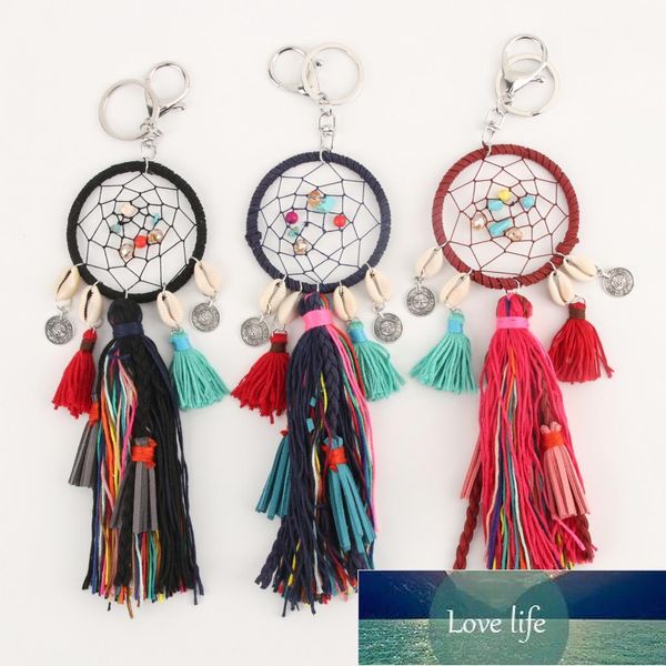 

1pc bohemia feather tassels dream catcher keychain summer shell pendant making colourful beads hanging car women gift jewelry factory price, Silver