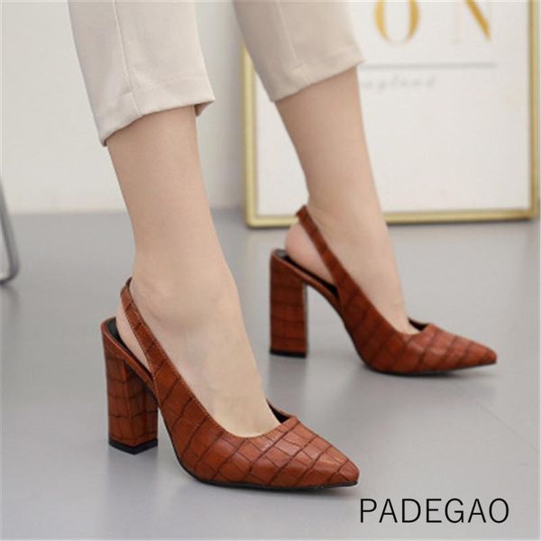 

dress shoes womens 2021 high heels brown solid shallow fashion casual concise women, Black