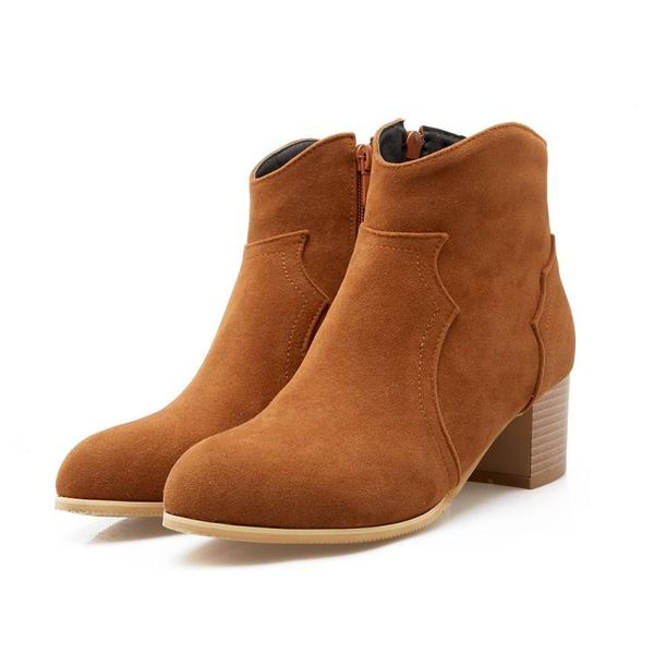 

boots big size 34-47 round toe buckle for women ankle heels fashion warm winter spring autumn casual shoes 701, Black