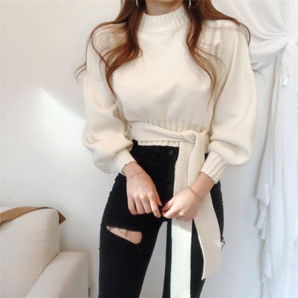 

wet autumn bat versatile female zipper short ribbon long sleeve off shoulder sweater, White;black