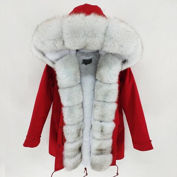 

women's fur & faux waterproof parka long parkas hoodie natural liner winter jacket women detachable coat streetwear, Black
