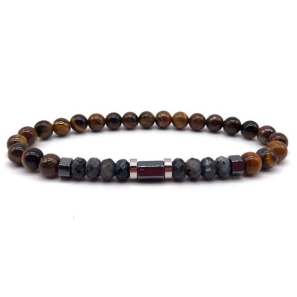 

bracelet handmade jewelry men's bracelet trend fashion 6mm lava stone tiger eye chain style, Golden;silver