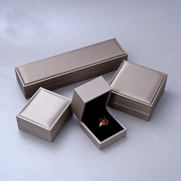 

jewelry pouches, bags 1set champagne gold high grade brushed pu leather box ring bracelet necklace earrings ear stud drop case gift wrapping, Pink;blue