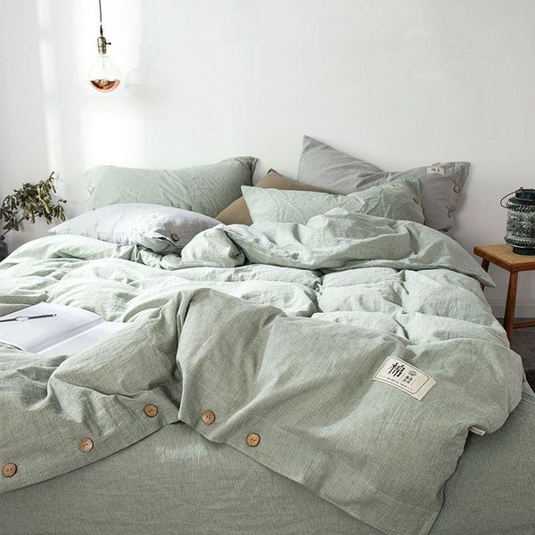 

bedding sets washed long-staple cotton linen sheets and quilt four-piece set 100 100% pure nordic style simple