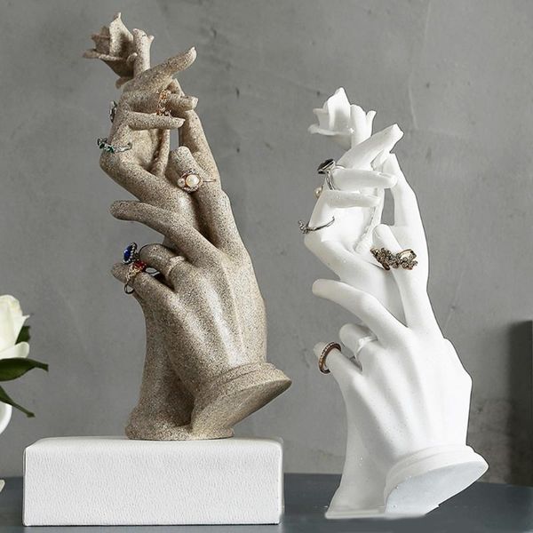 

jewelry pouches, bags fashion resin ring hand display manequin holder stand rack bracelet necklace showing, Pink;blue
