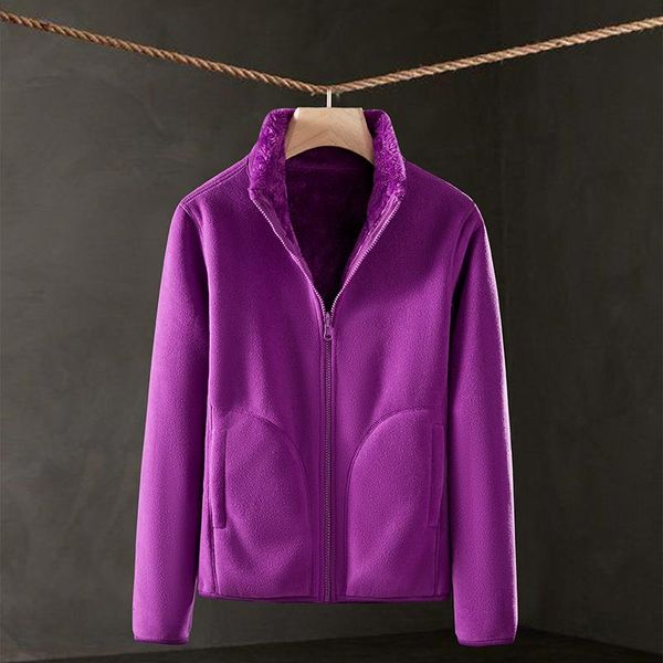 

men's jackets in winter, flannel coral fleece jacket for women's outdoor warmth, thickened two sides wear liner, Black;brown