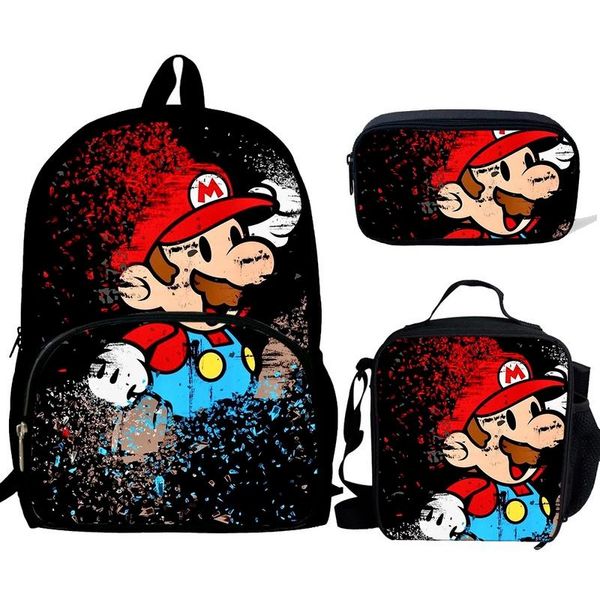 

backpack 2021 3pcs/set super mari shoulder bags 3d print school bag mochilas student