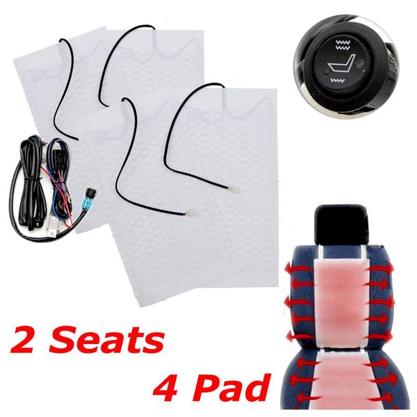 

4pcs 6 level 12v carbon fiber universal car heated heating heater seat pads winter warmer covers