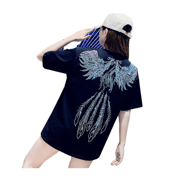 

cotton drill t-shirt women's short sleeve loose top, White