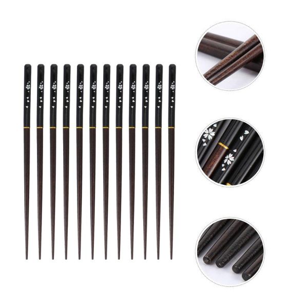 

chopsticks 6 pairs wood japanese printed chopstick home tableware set