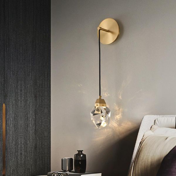 

wall lamp indoor lamps crystal nordic led sconce light fixture brass luxury decoration for bedside parlor dining room